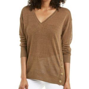 J Crew Women's V-neck Sweater With Side Buttons